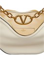 Valentino Garavani Сумка-хобо Small VLogo Moon из текстурированной телячьей кожи с золотыми элементами и съемным ремнем 11016648
