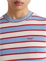 Свитер Prada с полоской из 100% хлопка, укороченными рукавами, приталенным силуэтом и вышитым логотипом 11015870
