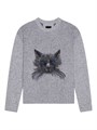 Демисезонный шерстяной лонгслив из мохера Givenchy с жаккардовым принтом кота, Италия 11018013