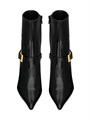 Saint Laurent Ботильоны Lee из лакированной кожи с зауженным носом и золотистым геометрическим каблуком 11025130