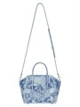 Givenchy Мини-сумка Mini Antigona Lock из состаренного вышитого денима, с регулируемым ремешком и магнитной застежкой 11008511