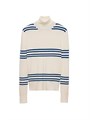 Свободный свитер Prada из 100% овечьей шерсти с полосками и длинными рукавами, с горловиной 11013359