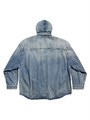 Парка-джинсовая рубашка Balenciaga светло-голубого цвета с капюшоном, длинными рукавами и нашивками, Италия 11030999