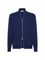 Brunello Cucinelli Кашемировый кардиган с ребристым воротником на молнии, 100% кашемир, изготовлено в Италии 11015665
