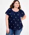 Style &amp, Co Блузка из модной коллекции с принтом для полных женщин с округлым вырезом, 96% вискоза, 4% спандекс 11022110