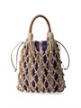 Prada Средняя макраме-сумка из хлопка с кожаными ручками и внутренней отделкой из хлопка и кожи 11011976