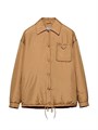 Лёгкая нейлоновая куртка-бомбер от Prada с длинными рукавами, карманом и минималистичным дизайном. 11020675