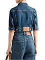 Джинсовая блузка Prada с контрастной строчкой, короткими рукавами и накладными карманами 11030962
