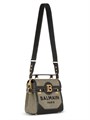 Balmain Сумка B-Buzz 23 из комбинированного холста и кожи с логотипом, ручкой и регулируемым плечевым ремнем 11023585