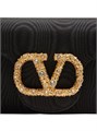 Valentino Garavani Клатч из муаровой ткани с жемчужным логотипом, размером 21x10x5 см, с регулируемым плечевым ремнём 11026845