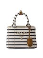 Prada Мини-сумка из полосатого хлопкового канваса с регулируемым ремнем и кожаным брелоком для ключей 11008129