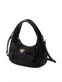 Prada Мини-сумка из Re-Nylon и наппы с большим бантом, размер 22х13х7 см, с регулируемым ремнем 11030983