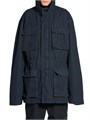 Пуховик Uniform Parka Balenciaga из хлопкового рипстопа с капюшоном и вышивкой на груди 11008660