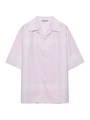 Клетчатая хлопковая рубашка Prada с кубинским воротником и вышитым логотипом 11019071