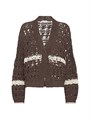 Brunello Cucinelli Кардиган из джута и хлопка с текстурной сеткой, V-образным вырезом и широкими рукавами, Италия 11013876