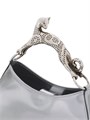 Lanvin Итальянская сумка-хобо из металлизированной кожи с ручкой в виде кота, размеры 26х19.5х7 см 11013666
